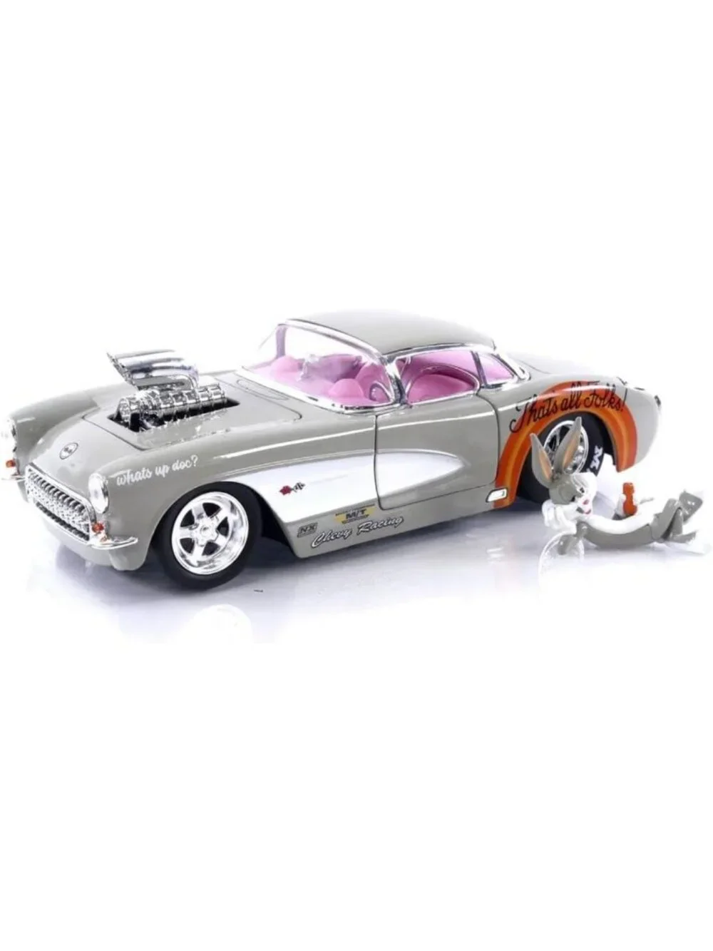 Vintage 1957 Corvette Die-Cast Car with Bugs Bunny Figure - Collectible Toy for